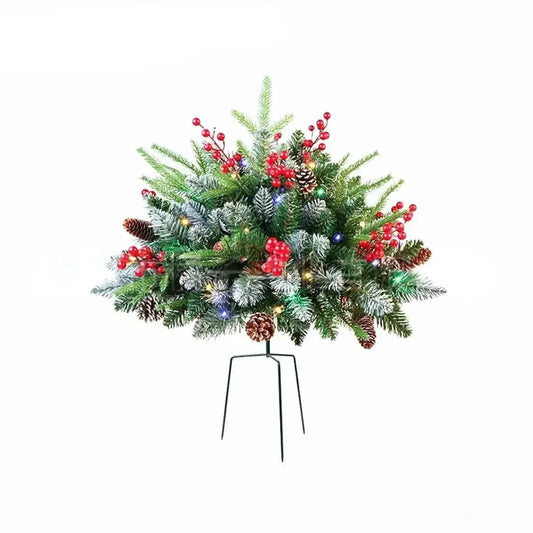 Christmas Planter Lighted Artificial Pine Trees with LED Lights-0